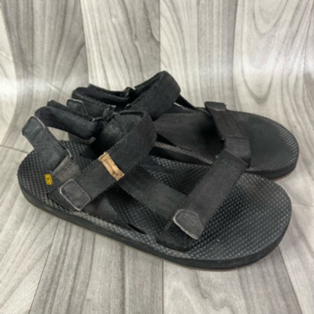 Freewaters Sandals Womens 7.5 Black Ankle Sports Strap Flat Heel Hook & Loop‎